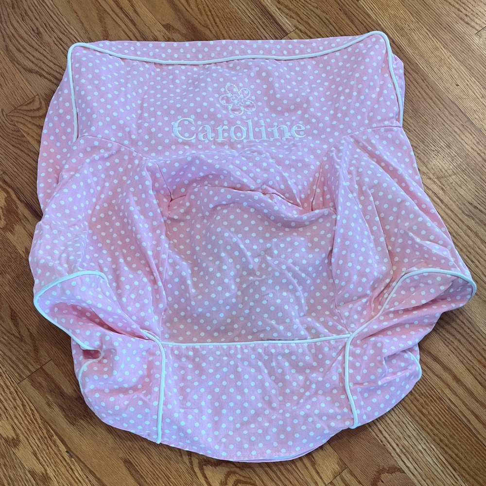Pottery Barn Personalized Pink Polka Dot Anywhere Chair COVER- Caroline